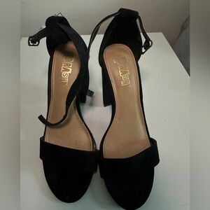 Brash Women's Kyleen Black Ankle Strap Heel Faux Suede Shoes Size 5 1/2